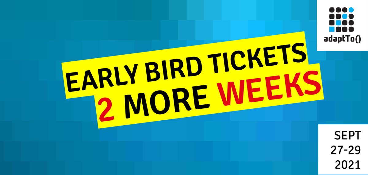 adaptto's tweet photo. We have a special offer until May 31st. Don't miss your discount on an earlybird ticket.
https://t.co/Q0FvzBcNrX
#adaptTo() 2021 | 27.-29. Sept.
Europe's leading AEM Developer Conference.
#AEM #java #adobe #apachesling #ApacheJackrabbitOak #ApacheFelix #earlybird #conference https://t.co/HuMOZjjYTt