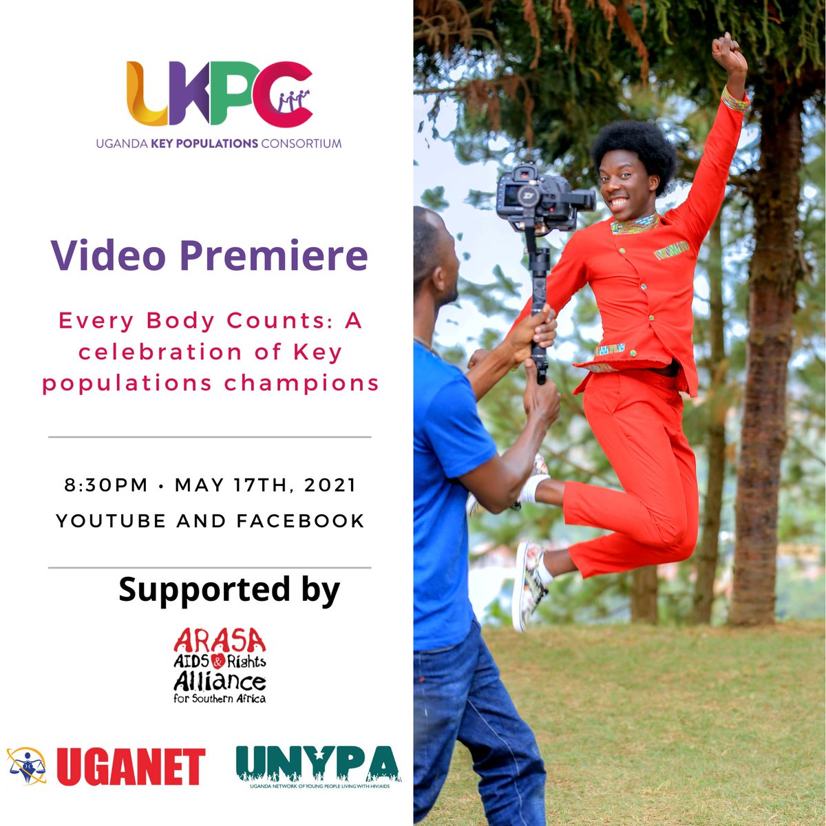 In observance of #IDAHOBIT2021, tonight at 8:30PM EAT, we are premiering our video/short film titled: Every Body Counts: A celebration of key populations champions. 

Join us on our YouTube (and Facebook) channel and be the first to watch!

Link👉: youtu.be/y_hErL9ZAZc