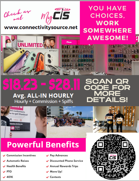 Come join the #CSNation Today!!

🎓 World Class Training
💰Uncapped Commission with Ramp up Pay!
🏥 Great Benefits
💸 401k with company match
🗓 Get paid whenever you want!
📈 Promotion Opportunities
🎊 Recognition Trips #WorkHardPlayHard

#careers #hiring  #jobsearch #applytoday