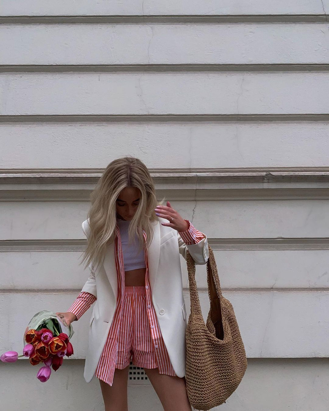 New season calling 📞<a href="/NicolaMHughes/">Nicola Hughes</a> in our 'Gane Shirt &amp; Lala Short in Vertical Stripe Orange' • Shop #motelrocks now! ~ bit.ly/3w8n8zO