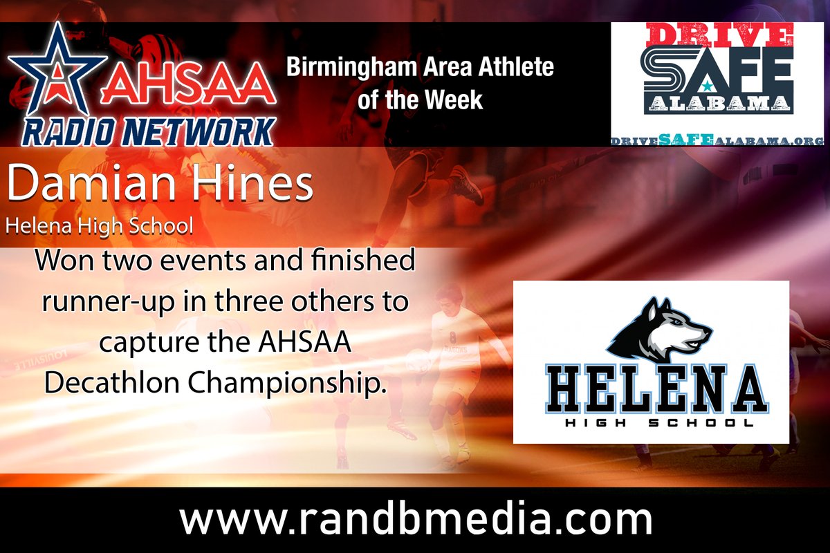 ahsaaradio's tweet photo. Congratulations to @PrimeTime24D from @HelenaHSSports for being named the Birmingham Area Athlete of the Week! Sponsored by @DriveSafeAL https://t.co/4KS0DmXQR5