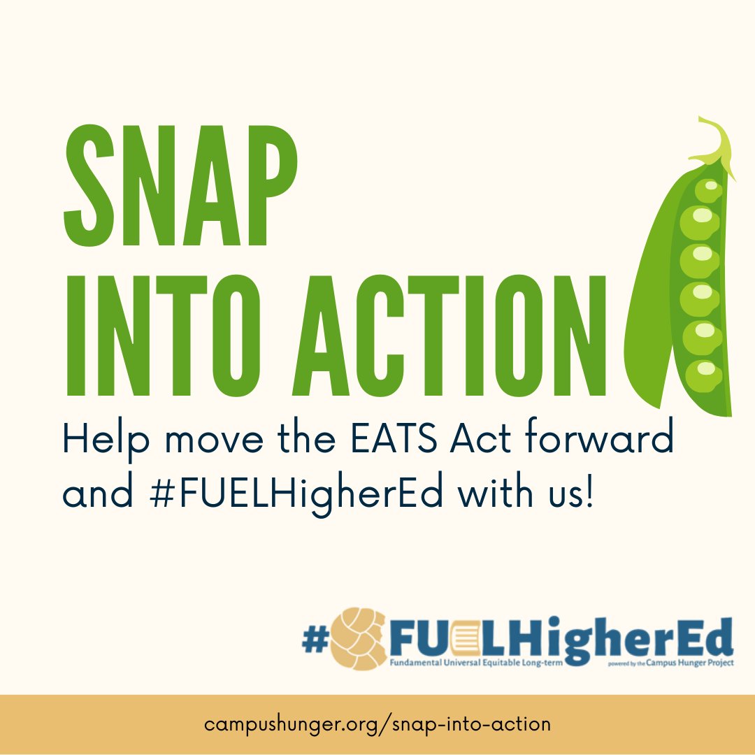 HungerFreeUSA's tweet photo. We’ve been working with @campus_hunger all year to #FUELHigherEd. Now, you can help us make the EATS Act a reality, & expand SNAP benefits to more college students. #SNAPintoAction with us this week, May 17-21, at https://t.co/7Uc40UcFpm! https://t.co/jUDmGWwqOb