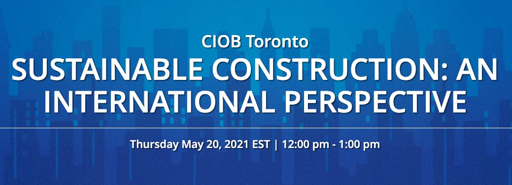 Martin is taking part in a webinar looking at sustainability and circular economy in construction in the UK, Canada and South Africa. Hosted by <a href="/theCIOB/">CIOB</a> join Martin and fellow speakers, Katie Bayley <a href="/townofinnisfil/">Town of Innisfil</a>  and Chris Allen <a href="/MandelaUni/">Mandela University</a> events.ciob.org/ehome/sustaina…