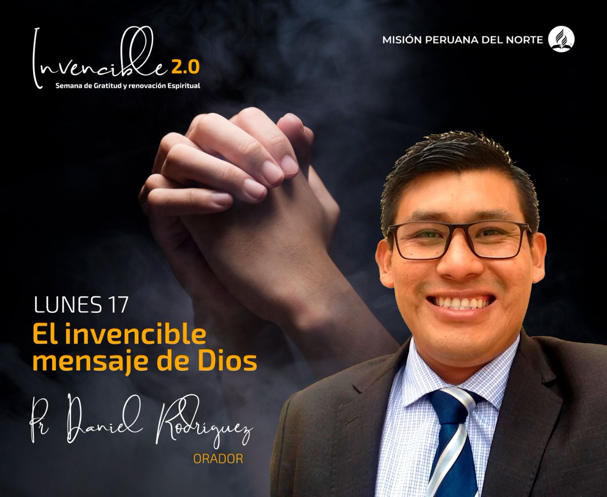 El Invensible mensaje de Dios! 📖
No te puedes perder el tema de hoy lunes 17 de mayo a las 7:30pm en el marco de la Semana de Gratitud y Renovación Espiritual 🙌 Invensible 2.0 🙏.
#SemanaDeGratitudMPN