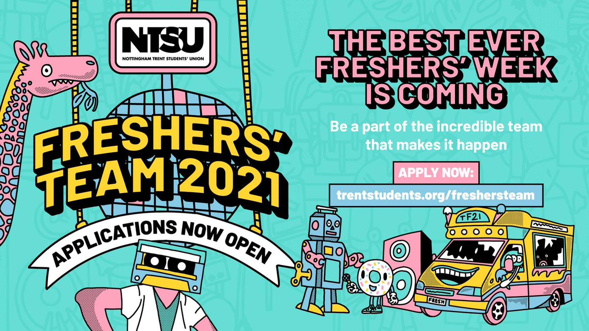 NTSUvpOpps's tweet photo. Freshers’ Team 2021 applications are still live 🎉

Help first years settle into their halls &amp; make lifelong friends yourself along the way!

Apply now at https://t.co/fLyisUzaLl 😎

#SUTheReturn https://t.co/Y8MDNoXBzI