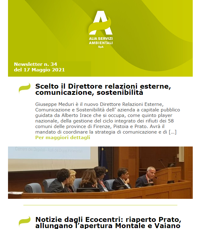AliaServizi's tweet image. E' uscito il nuovo numero della #newsletter di @AliaServizi ! Anche questo mese tanti gli argomenti approfonditi: aggiornamenti dagli #Ecocentri, info su @JunkerApp e sulle funzionalità e tanto altro! Iscrivetevi😉😍..