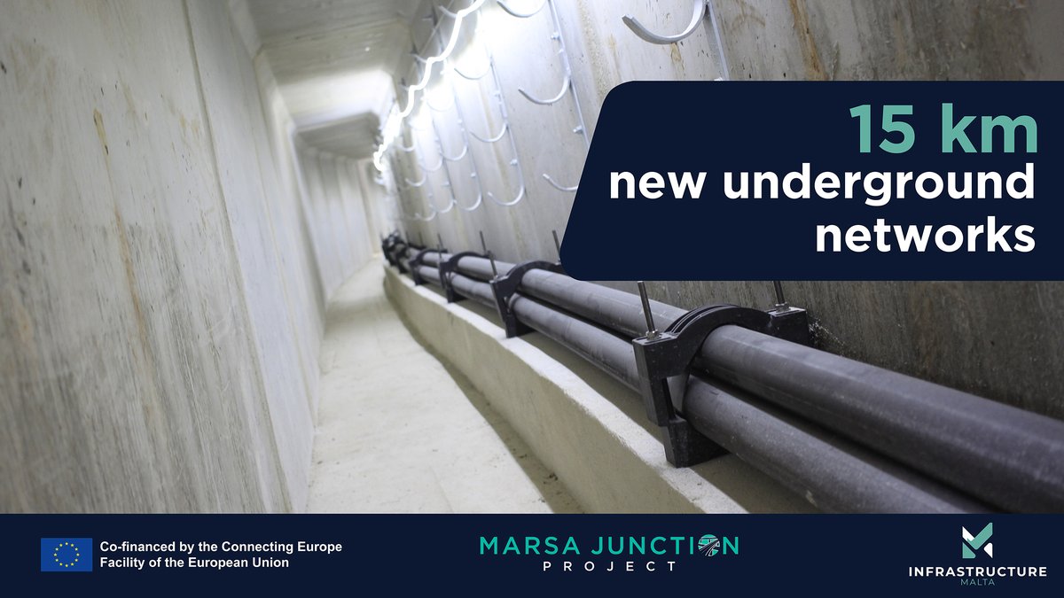 InfraMalta's tweet photo. ⚡️🚰 #MarsaJunctionProject - 15 kilometres of new water, electricity & other underground networks. 🇪🇺 Project co-financed by the #EU's #ConnectingEurope Facility. 👷♀️ #WorkingForYou #SustainableInfrastructure #CEFTransport @cinea_eu https://t.co/xGWNt5LAWC