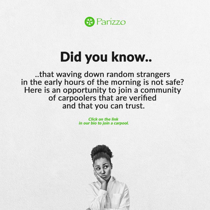 ParizzoCarpool's tweet photo. We are the safe option. 💪😊
#carpoolcommunity #ridesharecommunity https://t.co/q60lot0gXi