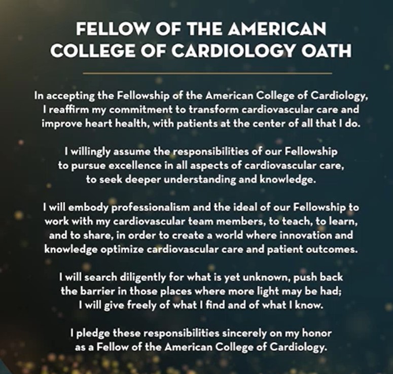 Proud to become a Fellow of the American College of Cardiology!  So many leaders and mentors to thank, but want to particularly thank @CathieBiga and @ditchhaporia for guiding and leading me as I started to become active in the ACC!  

#itooktheaccoath 
#mentorship 
@ACCinTouch