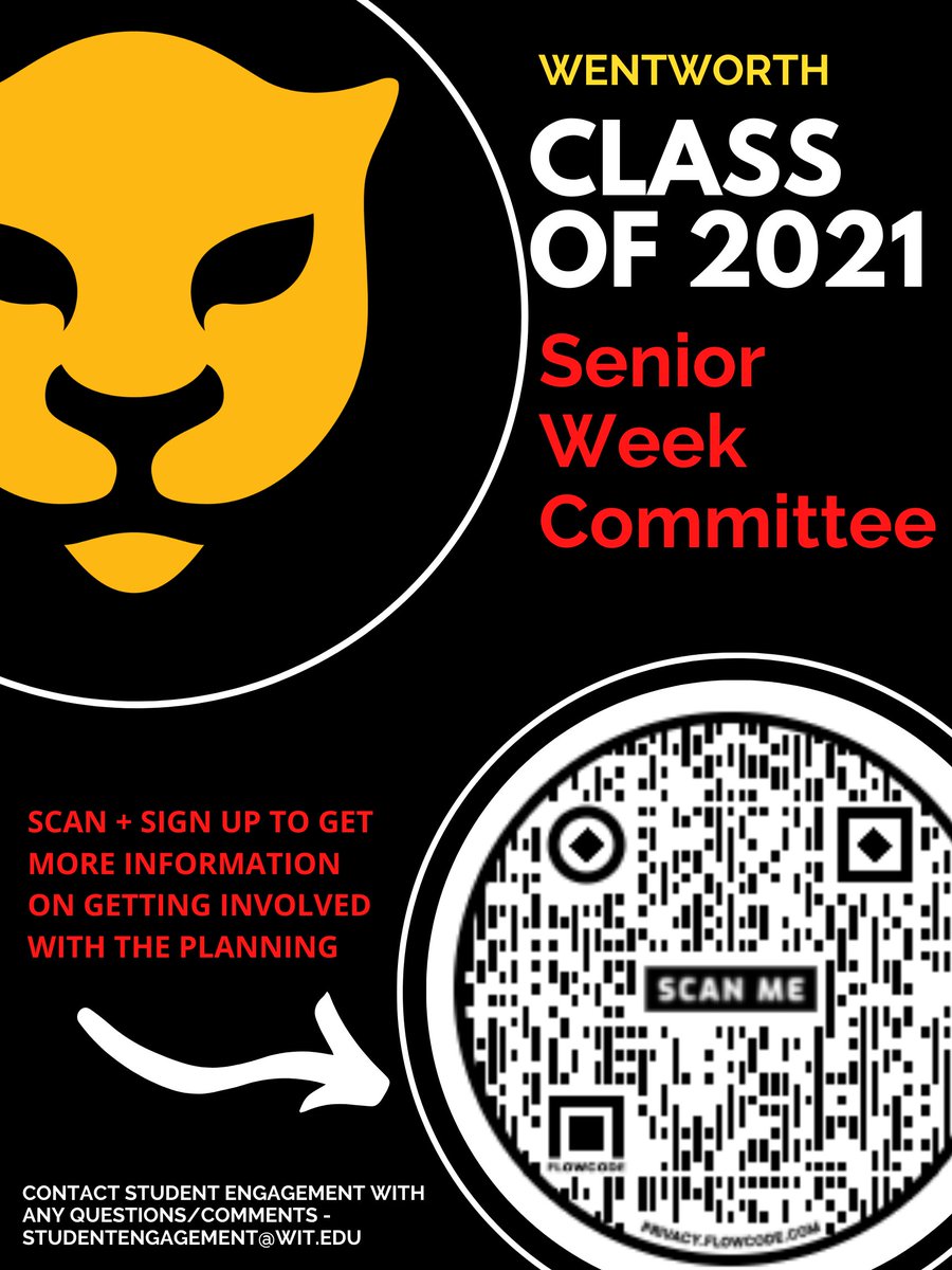 WITLeopard's tweet photo. @wentworthinst Class of 2021 Summer Graduates - Looking to get involved with the planning of the celebration events leading up to Commencement 2021?  Scan the qr code below or head over to https://t.co/FW2M92XnyF to submit the interest form! https://t.co/nU0JUdoROg