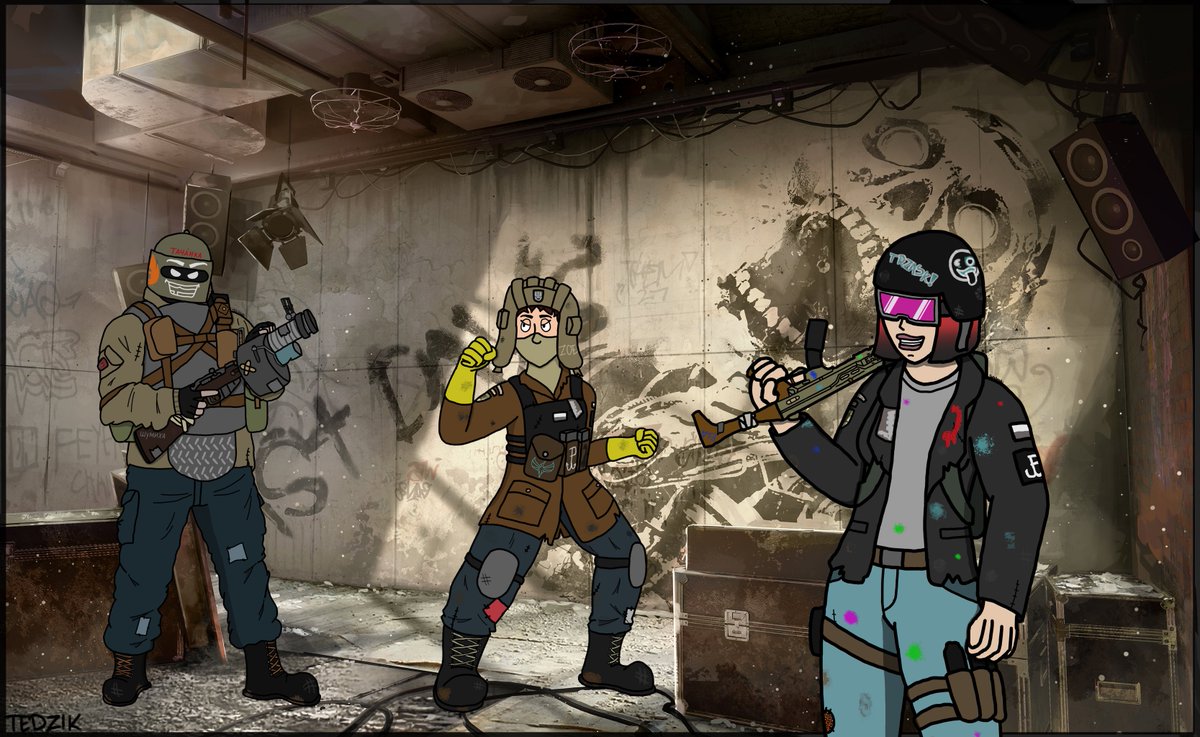 Tedzikowski's tweet photo. Rainbow Six Apocalypse event ends soon, I really like it. I hope it will come like Rainbow is Magic in the future. Anyway, I've made some operator designs. The Keeper Tachanka, Ela and independent Zofia.
(Background used from Apocalypse Fan_Kit)
#rainbowsixsiege #r6community https://t.co/H0dO6jxtAE