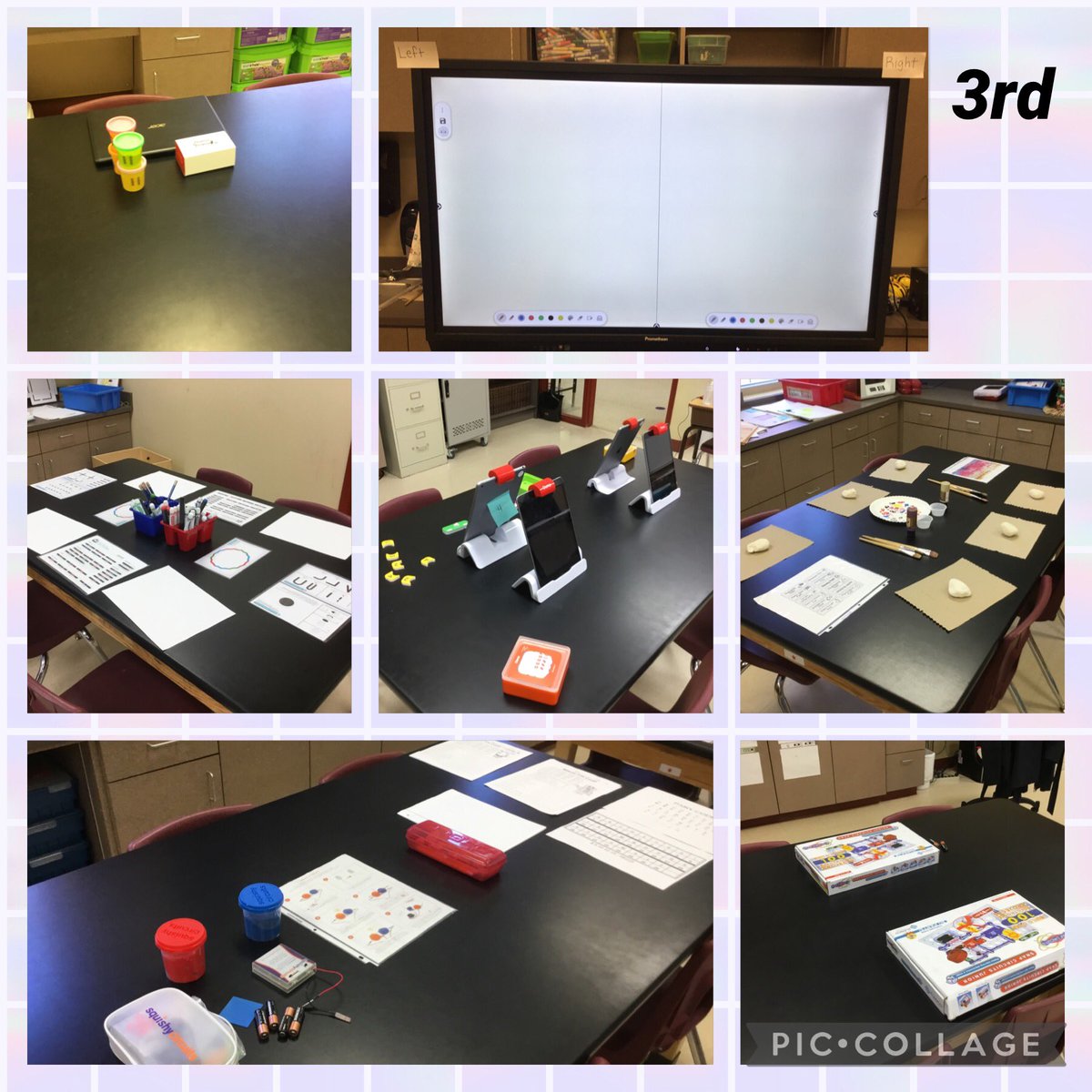 gesmakerspace's tweet image. Third grade centers ready for students!