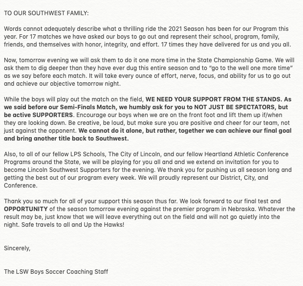 The Lincoln Southwest Boys Soccer Program tweet media
