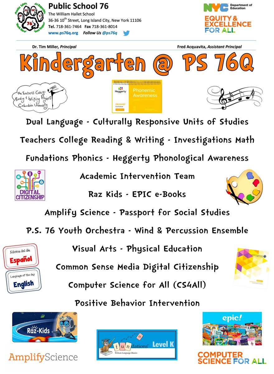 Kindergarten at P.S. 76Q!  See the flyer for more info!