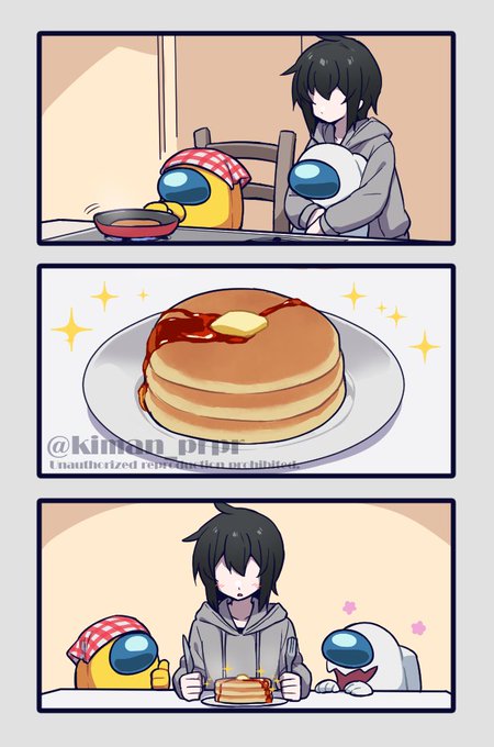 ホットケーキを焼くクルー 