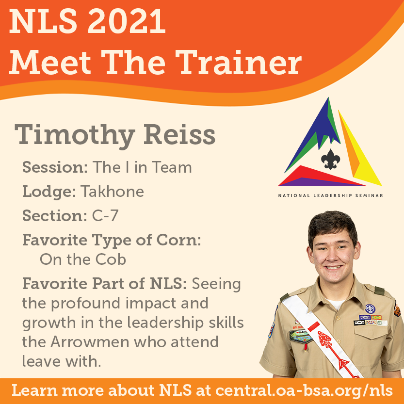 Meet The Trainer: Tim Reiss, another corn on the cob fan, will be staffing our upcoming sessions of NLS. Find a session that works for you at central.oa-bsa.org/nls.

#OA #BSA #CR #NLS #DYLC #WritingOurNextChapter