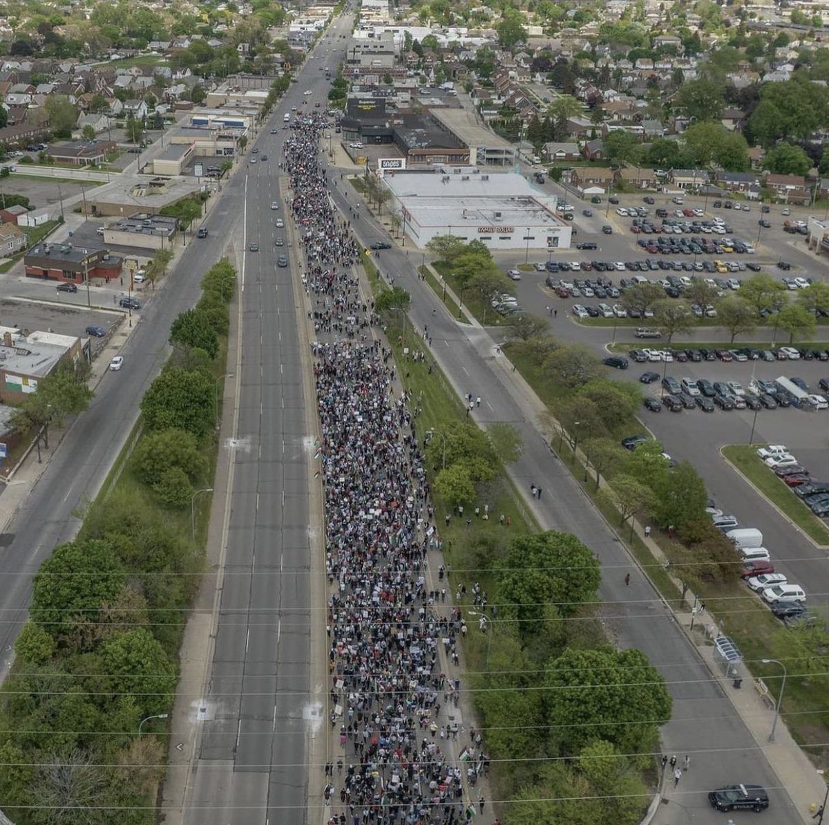 Top 2 photos are a 100k in London UK in support of Palestine

LA, Ca alone there were 20k 

NY bottom left 20k

Dearborn MI bottom right 20k

People are marching in the thousands across cities, MILLIONS across the world 4 Palestine

Corporate Media won’t cover it, SO YOU COVER IT