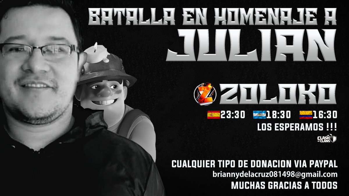 Los esperamos hoy, por favor no falten
En vivo, homenaje a nuestro parcero <a href="/JUL1AN1_1/">JULIAN 1.1</a>
En el canal <a href="/ZolokOficial/">Código: ZOLOKO</a>
#JulianGraciasPorTodo