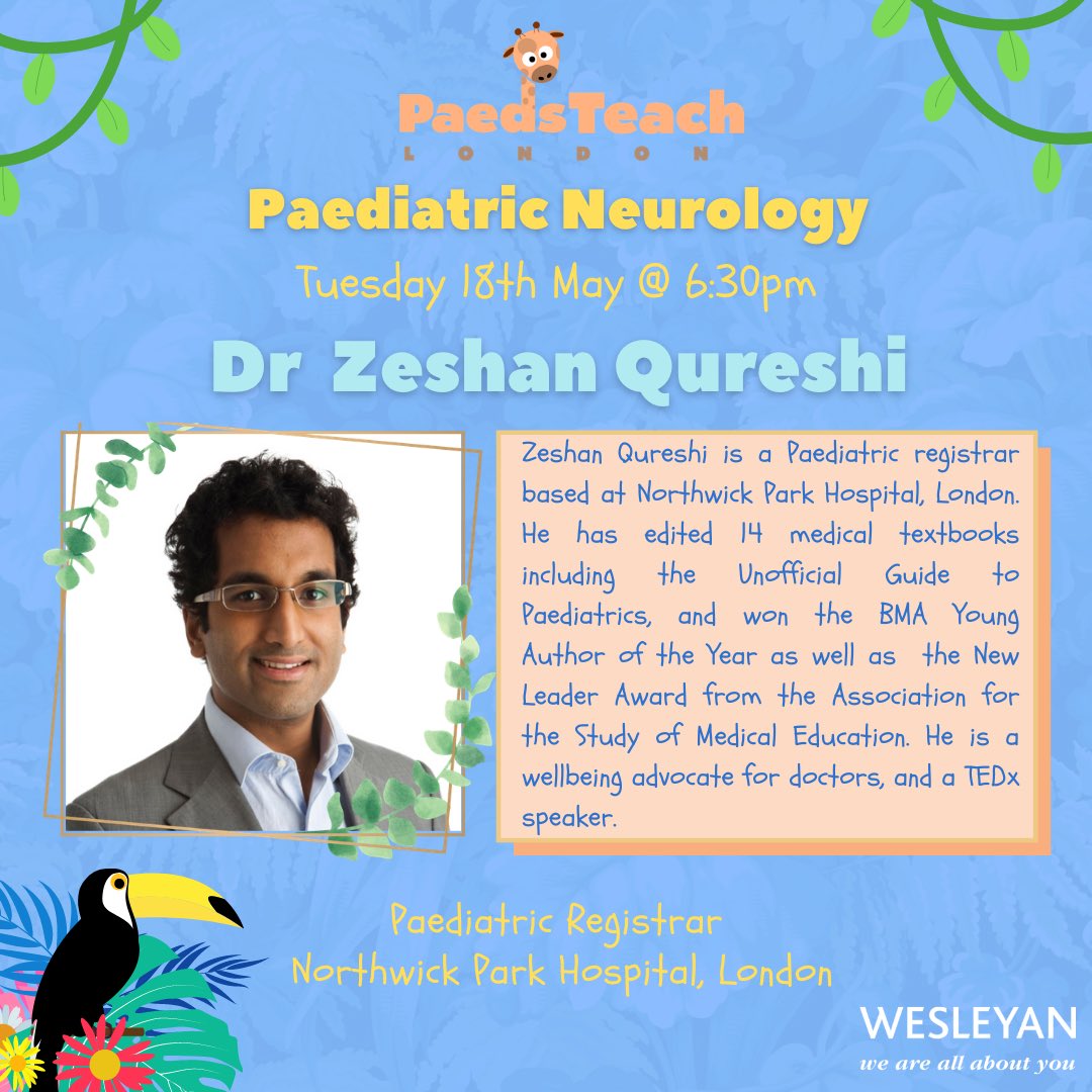 Final session already?!! Paediatric Neurology 🧠 with <a href="/DrZeshanQureshi/">Zeshan Qureshi</a> happening tomorrow at 6:30pm!! Zoom link will be sent in our newsletter &amp; posted here at 5pm tomorrow!! See you all there! #paedsrocks #choosepaeds #SoMe
