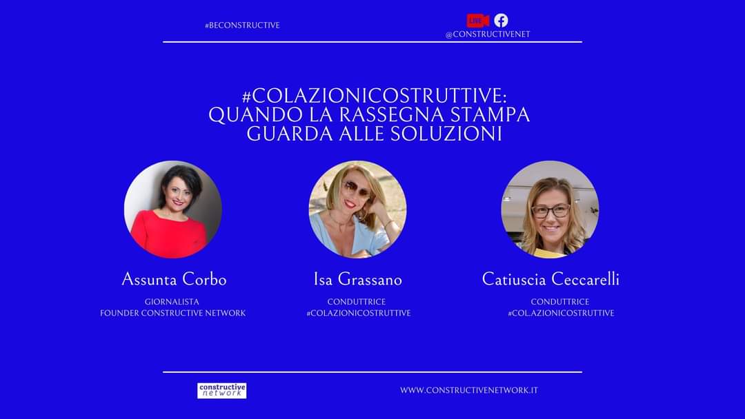 ConstructiveNet's tweet photo. Come possiamo farci la nostra personale rassegna stampa costruttiva?
Domani alle 14 la nostra founder @assunta73 intervista @IsaGrassano e @benekey_ , conduttrici del format #colazionicostruttive
Info qui: ⬇️ https://t.co/oJJ1uhrVBk https://t.co/sykyHRhTqO