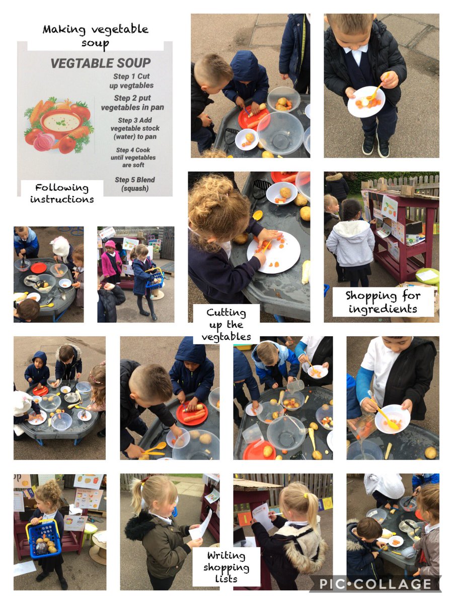 EYFSlove2learn's tweet photo. So much engagement today after our T4W lesson, writing instructions, fine motor skills cutting vegetables, shopping lists. @khpa_s  @KHPAMissA @KingsHeathPri #happy #confidence #engagement #learning https://t.co/YBGeAgLYn9