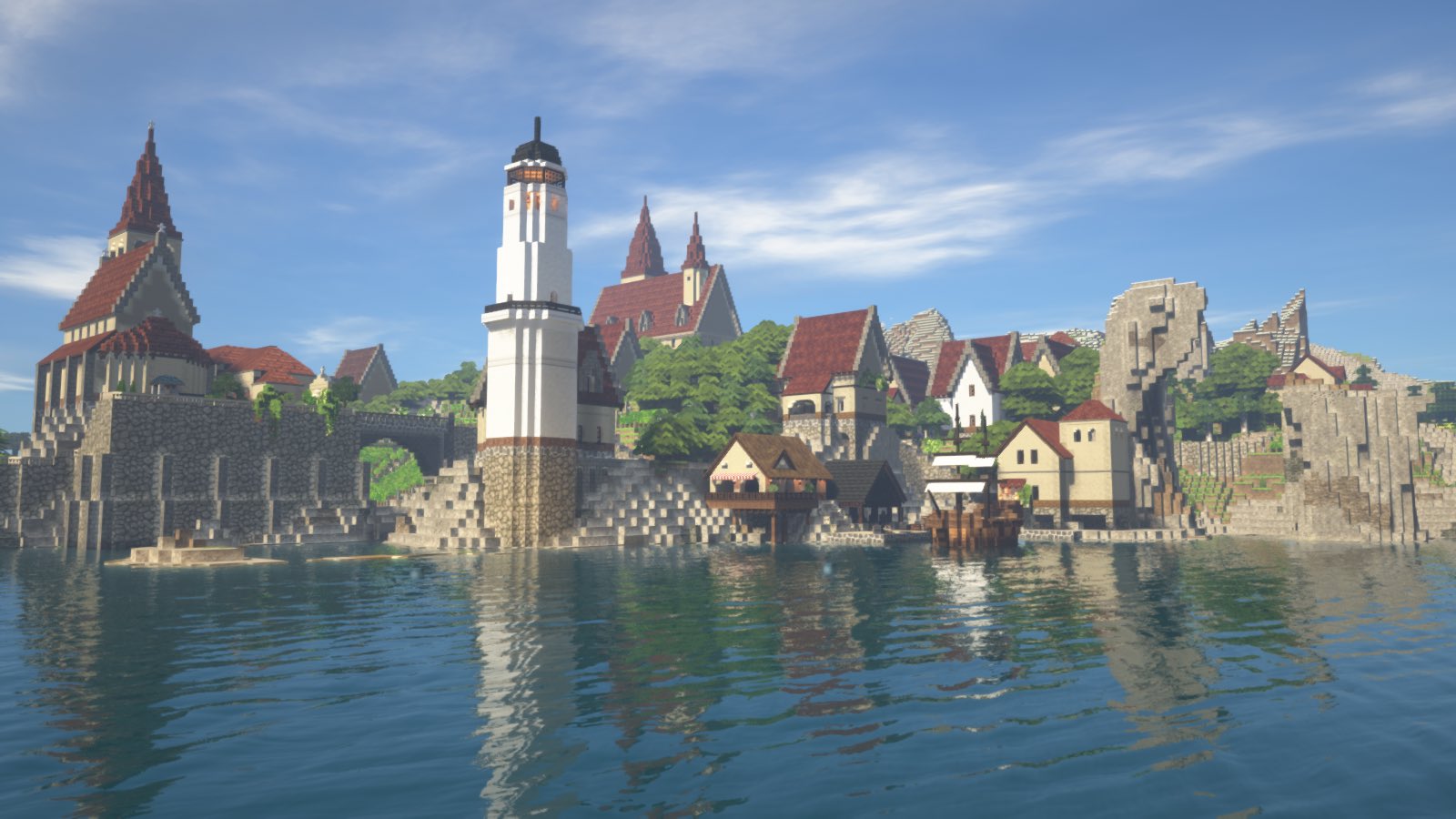 柚子 ここんとこしばらくマイクラ休んでたので 今まで作った街を紹介します 最初に作ったのは 海沿いの崖の町 ヴィニャマリノ 港とブドウ畑の町で 意味はスペイン語で 海 ワイン という安易なやつ Minecraft Cocricot T Co