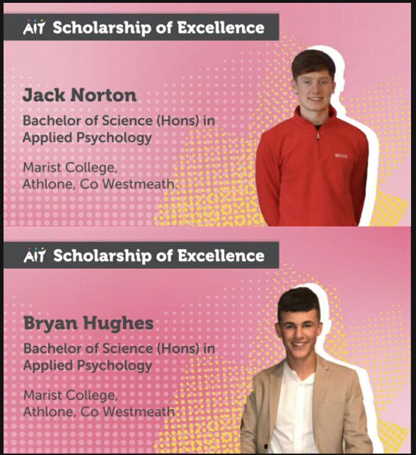 Congratulations to Jack Norton &amp; Brian Hughes on receiving their ‘Scholarships of Excellence’ from <a href="/AthloneIT/">GlassForSnap</a> 🎉These are conferred upon students who have attained more than 500 points in their LC exams, putting them into the top 20% of CAO applicants. Well done 👏🏻👏🏻👏🏻 <a href="/MaristGAA/">Marist College GAA</a>