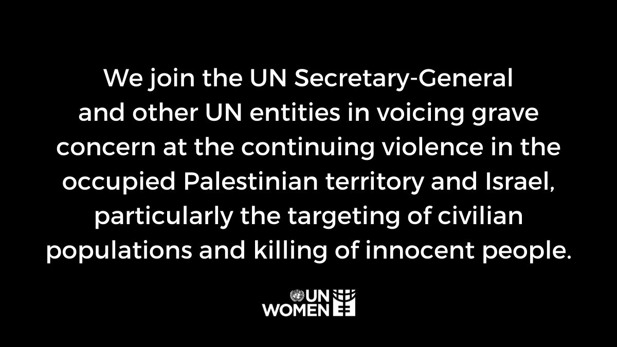 UN_Women's tweet photo. We are concerned by the continuing violence in the occupied Palestinian territory and its disproportionate impact on women and children.

Our full statement: https://t.co/QBlk849DOF

via @unwomenarabic https://t.co/K5C8BsvVtR
