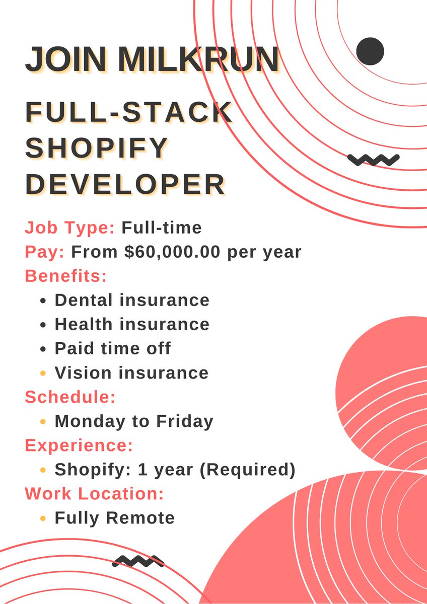 PangianGlobal's tweet photo. FEATURED JOB!

MilkRun’s Product team is looking for an experienced Shopify Plus full-stack developer to help design, develop, and manage builds to their storefront website as well as internal tooling – Apply here: https://t.co/cRHNhcmtiA

US Applicants only https://t.co/sPD7705xQj