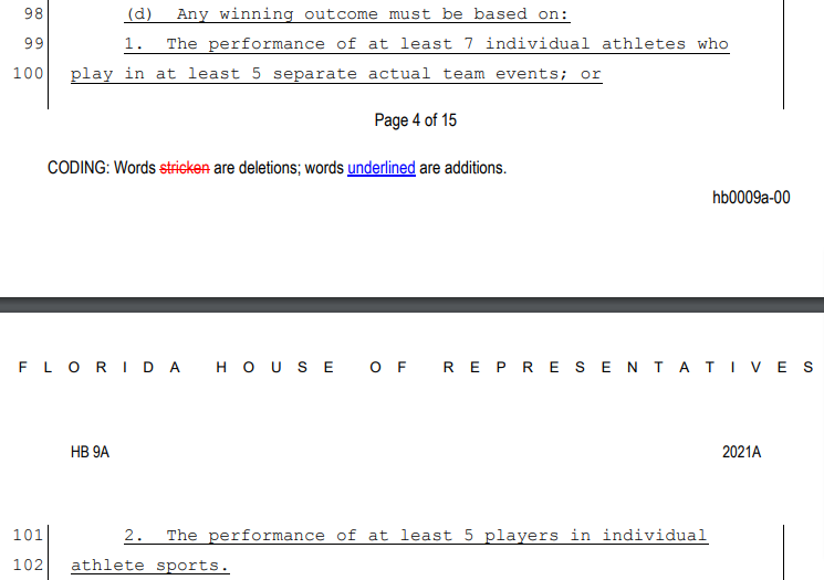 heitner's tweet photo. This week, Florida will debate a bill requiring winning outcomes in fantasy sports games to be based on the performance of at least 7 athletes who play in at least 5 separate actual team events or 5 players in individual athlete sports.

Not good for the fantasy sports industry. https://t.co/yWMilKN2Za