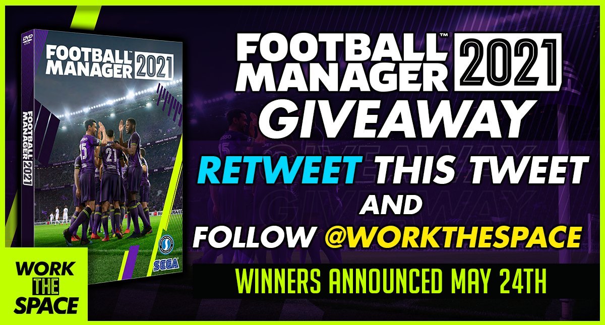 🚨FOOTBALL MANAGER 2021 GIVEAWAY🚨

I'm giving away 2 copies of #FM21 for PC/Mac! Both are redeemable on Steam.

To Enter:
Retweet this Tweet ✅
Follow Me, <a href="/WorkTheSpace/">Jack</a> ✅

The winner will be announced on May 24th⏰