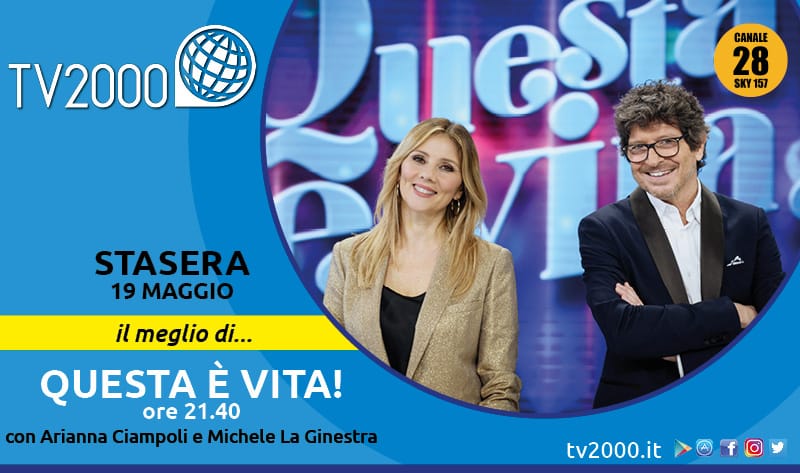 Il Meglio di #QuestaèVita!

Stasera 19 maggio alle 21.40 su Tv2000 | Canale 28 dtt e 157 Sky

<a href="/questa_vita/">Questa è vita!</a> <a href="/ariannaciampoli/">arianna ciampoli</a> <a href="/MicLaGinestra/">Michele La Ginestra</a>

👉 tv2000.it/questavita