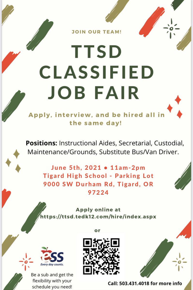 CFTwildcats's tweet photo. Families, community members &amp; colleagues- please pass this information on! If you are interested in working for TTSD, this is a great place to start!
@MrsLulay @mslindsaypelser @MrsFischerCFT @reid6468 @AudraGans @AndreaN45112046 @AmyMcKean1 @TeresaSakaguchi https://t.co/87p4fsyJBA