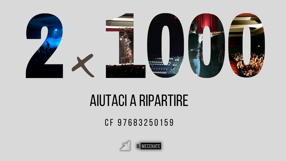 Da oggi c'è un nuovo modo per aiutare APS Il Mecenate con la sua attività al Delfino: il 2x1000! 
Un piccolo gesto molto importante per la nostra ripartenza ❤️
CF: 97683250159
#duepermilleallacultura #duepermille #spettacolodalvivo #teatrodelfino #ilmecenate