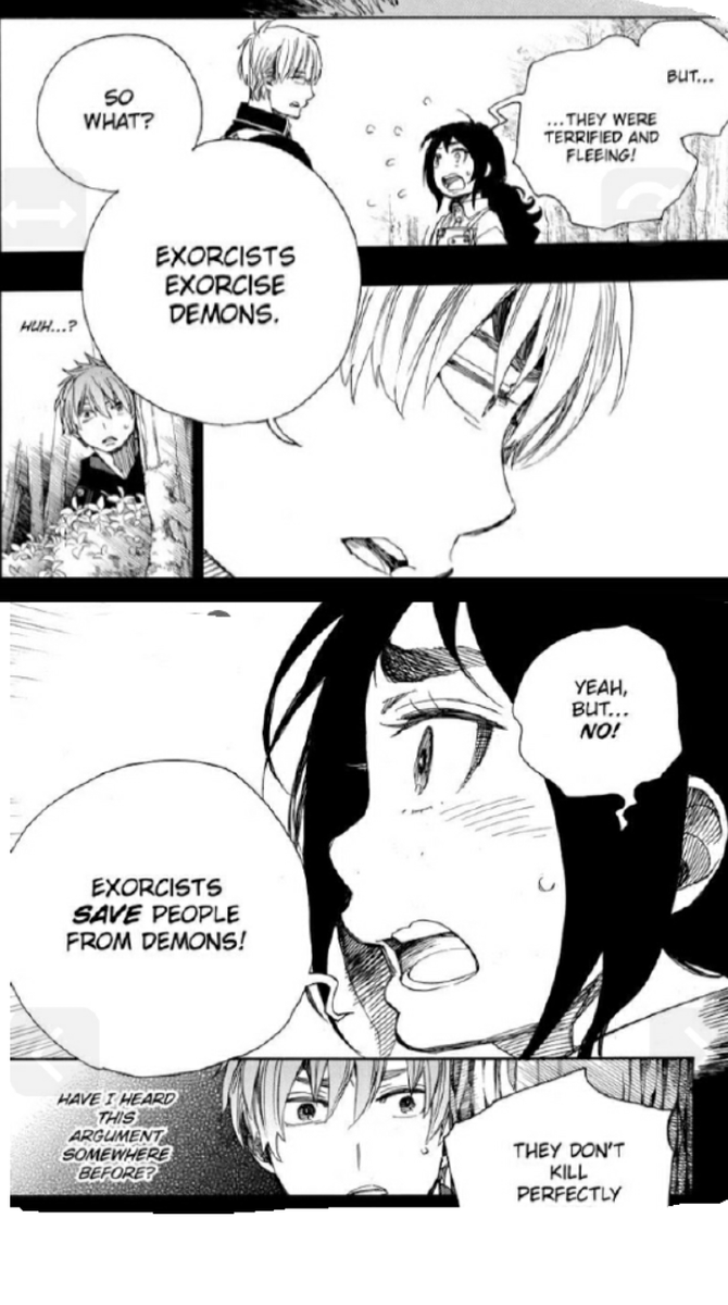 Amy79150191's tweet photo. Amo paralelos!!!! 😆 Agora sei pq Rin questionou: " parece que eu vi essa situação/argumento antes" #blueexorcist #Chapter102 #ChapterBonusPhantomTrain https://t.co/nJDaanKHIO