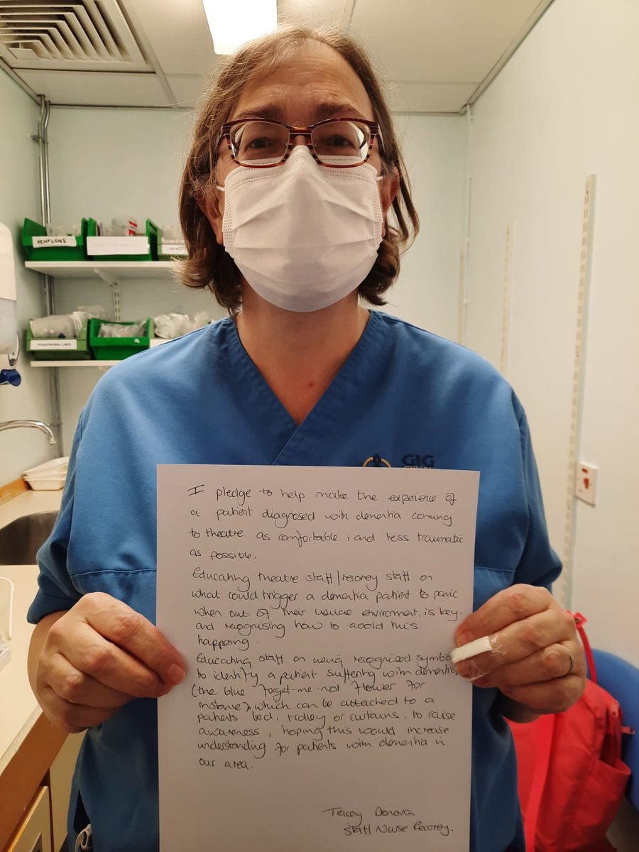 StrangeTanya's tweet photo. #DAW2021 Tracey Donovan is a Recovery Practitioner and Dementia Link Nurse @AneurinBevanUHB Tracey pledges to support people living with dementia who attend theatre and to continue raising awareness &amp; training amongst theatre and recovery staff. @amanda_whent https://t.co/xJMgQOSWf0