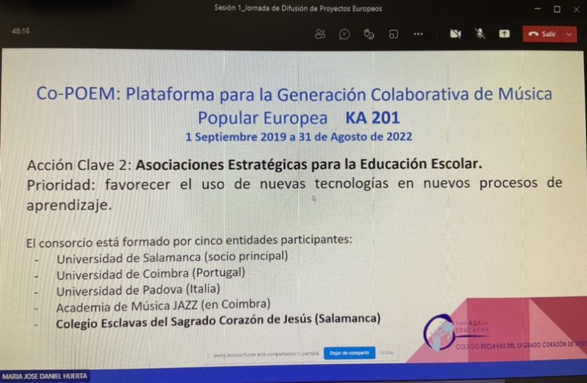 Asesoría de Inglés (@cfiesaingl) on Twitter photo Seguimos la tarde con Mª José Daniel y José Manuel Cabrero, del <a href="/escjsalamanca/">Esclavas Salamanca🧡</a>, presentando su KA201 Co-Poem: Plataforma para la Generación Colaborativa de Música #internacionalizaCyL Seguimos la tarde con Mª José Daniel y José Manuel Cabrero, del <a href="/escjsalamanca/">Esclavas Salamanca🧡</a>, presentando su KA201 Co-Poem: Plataforma para la Generación Colaborativa de Música #internacionalizaCyL