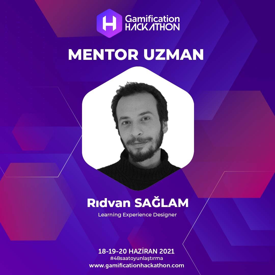 18-19-20  Haziran 2021 tarihinde online olarak gerçekleşecek 3. Gamification Hackathon'da Mentor Uzmanlarımızdan Learning Experience Designer RIDVAN SAĞLAM 48 saat süresince yarışmacılarımızla birlikte olacak. Teşekkürler Rıdvan Sağlam!  #gamificationhackathon #48saatoyunlaştırma