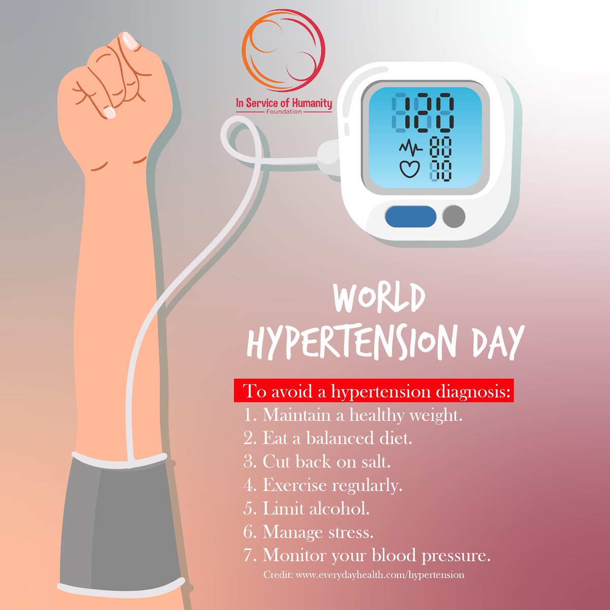 isohfoundation's tweet photo. Its World Hypertension day. 

A few pro-health tip from "EverydayHealth" as we strive to stay healthy.

- ISOH Foundation 

#hypertension #hypertensionsupport #hypertensionawareness #hypertensionrecords
#healthylifestyle
#healthy
#healthylife
#healthydiet https://t.co/O3KfUT163b