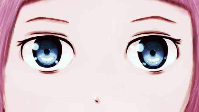 #目だけでフォロワーさんを惚れさせる見た人強制 目だけだとなんか怖いので深夜にコッソリ投下。まだ目に光が宿っていた頃のおかっぱ。髪の毛も赤かった。この頃は下まつ毛描いてなかったんだなぁ。 