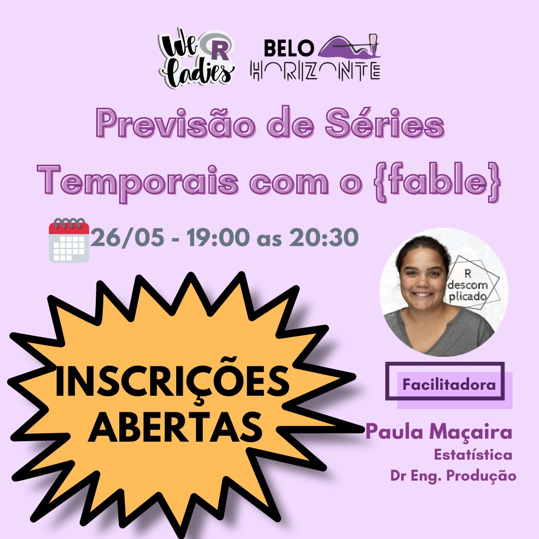 RLadiesBH's tweet photo. As inscrições do nosso evento estão abertas!

#rladiesbh #estatistica #rprogramming #womanpower #rstats #science #womenintech https://t.co/htwBzTnm0E