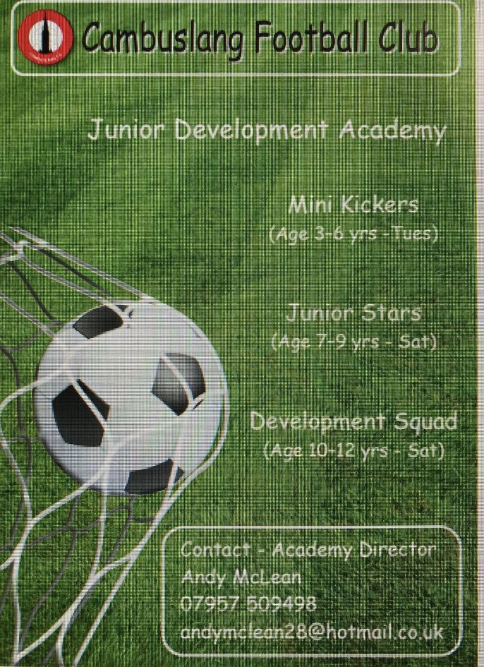 Great opportunity for the next big stars of Cambuslang and surrounding area to be part of this great club as we relaunch our Junior Development Academy, 🔴⚫️⚽️

⚽️Please retweeted and share ⚽️