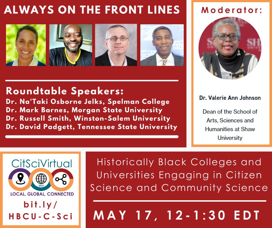 Please join in on this important conversation on HBCUs and Citizen and Community Science at NOON EST TODAY:

lnkd.in/df_W4MY