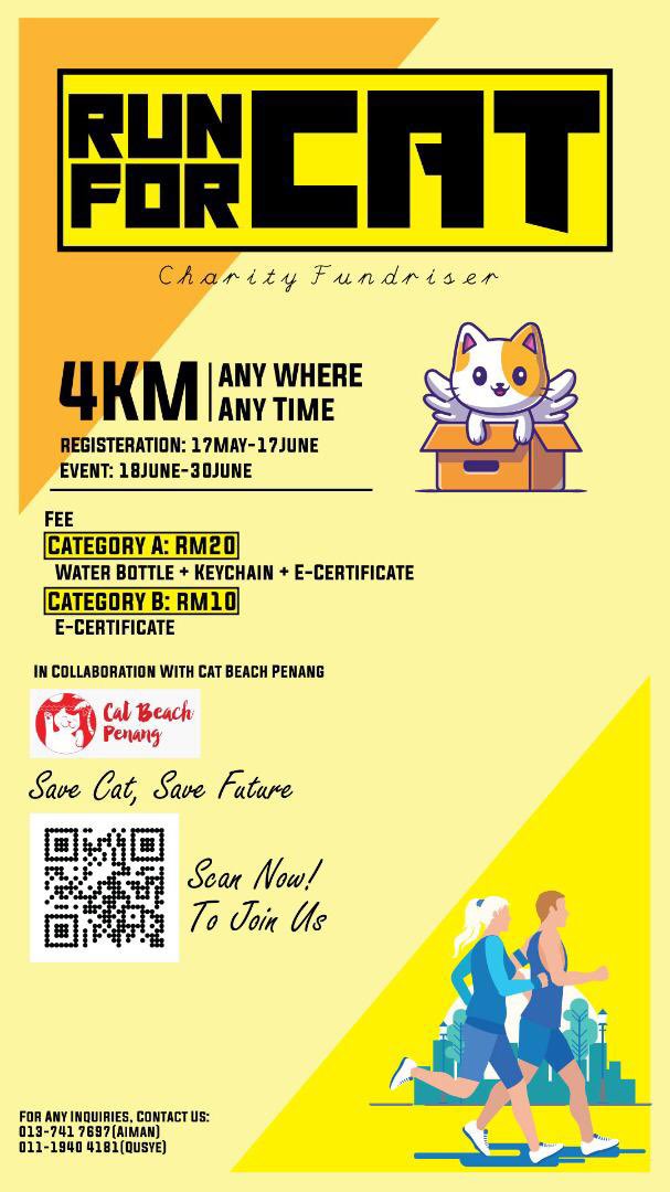 NaserFaridd's tweet photo. Hye guys.I want to share to all of you about this programme. You guys can save kucing dengan hanya berlari atleast 4kmππ½ββοΈππΌ Come join us #StayFit and #RunForCat https://t.co/bIvJKiCWW9