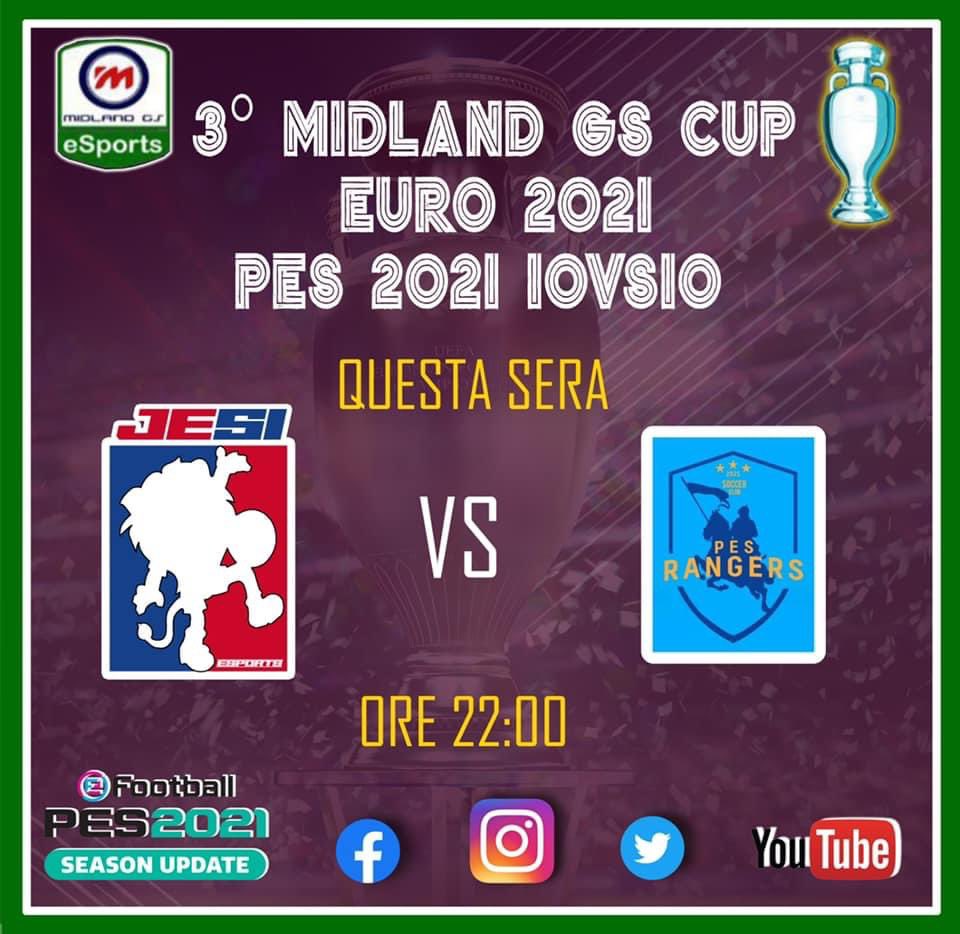 📆 MATCHDAY⚽️💪🦁

🏆MIDLAND GS CUP “Euro 2021”
🆚 Pes Rangers 
🕥22:00 CET
🎥 Live on “Jesi Esports TV Channel”
youtube.com/channel/UCeJ98…

 #officialpes  #playstation 
#eSports #proclub #10vs10