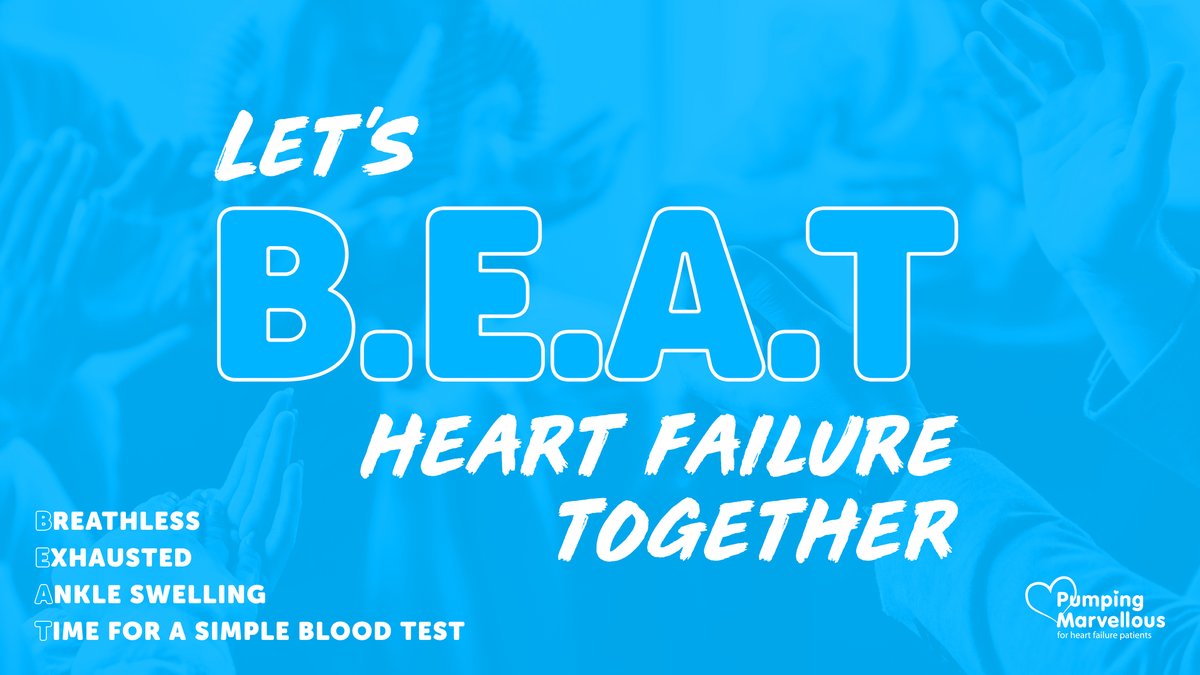 People with a Heart Failure don't get the support like people living with #Cancer Follow our campaign #BeatHF in a race to BEAT #heartfailure Join us to amplify our campaign, helping people live better with #HF
Breathless
Exhausted 
Ankle Swelling 
Time for a Simple Blood Test