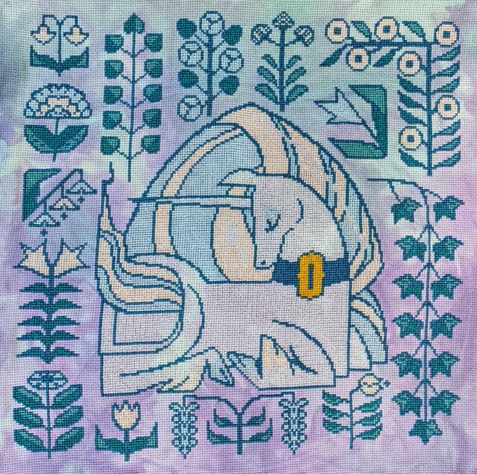 I'm so excited to announce this!!! My dear pal @mxdeetwenty put together this GORGEOUS crossstitch pattern of my unicorn, made it into a full on Trans Pride unicorn, and now I'm so happy to say she's on my store as a digital pattern! 