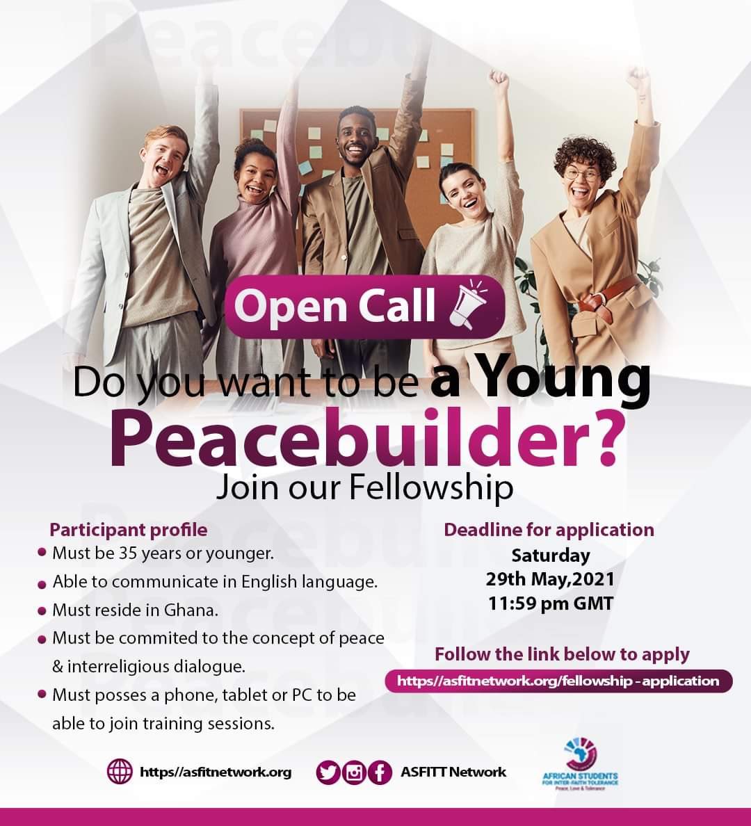 PetriderPaul's tweet image. Opportunity for Youth in Ghana 🇬🇭 @asfitnetwork #PeaceBuilder 

@STGinAfrica @iDove00 

Apply ⬇️
asfitnetwork.org/fellowship-app…