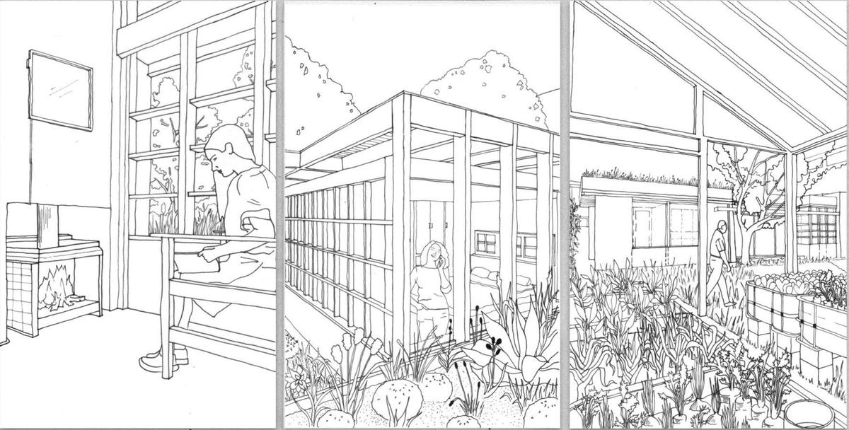 ByCHawthorne's tweet photo. Inspired by the “small farm movement” that gained traction in L.A. and elsewhere in the 1920s, the team reimagined the Schindler House as a neo-agrarian compound w/ room for a dozen residents, including a flexible space that could be offered to a person experiencing homelessness. https://t.co/CqalFSfqmO