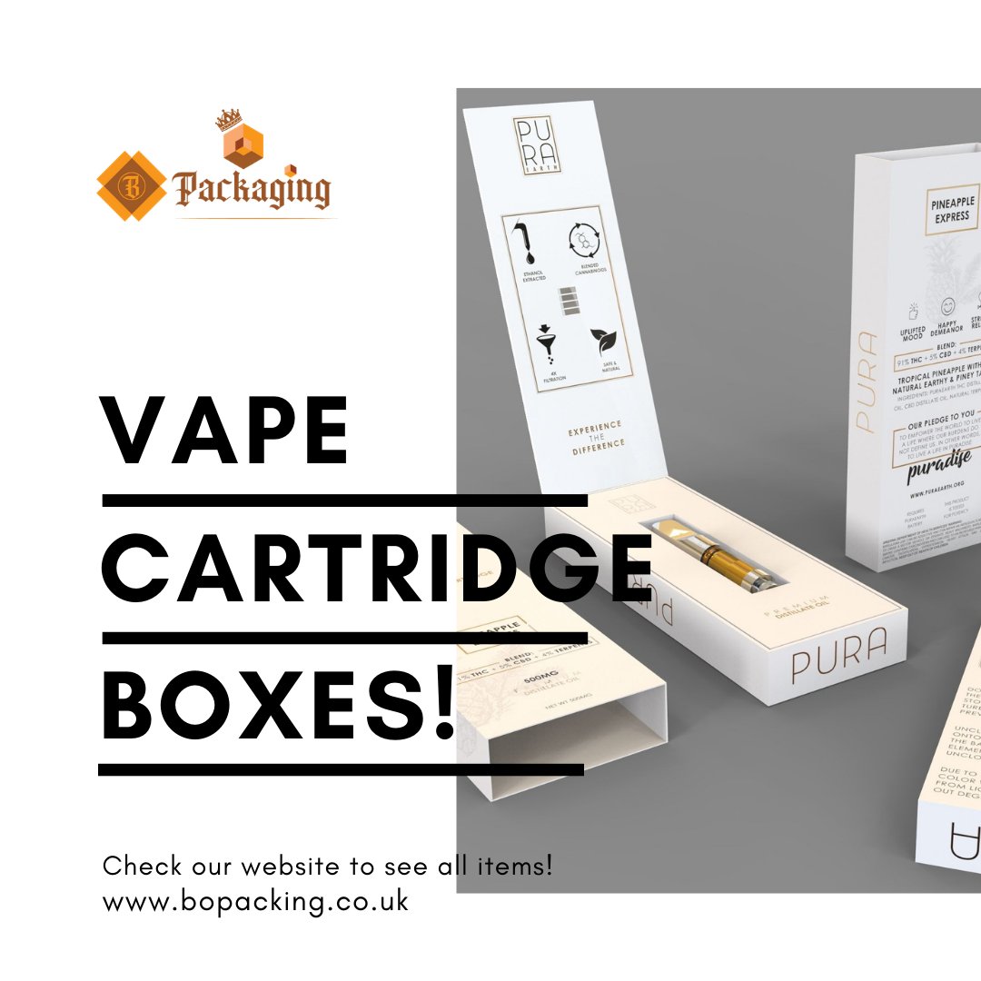 bopackaging_uk's tweet photo. Our custom vape cartridge boxes reflect the true standard of your brand. Order Today!
#custompackaging #designyourownbox #customdesign #freegraphicsupport #freeshipping #uk #scotland #Ireland #USA #Canada #vaper #vapun #vapelifebuongiorno #vapepictures #picecig #eliquids #aroma https://t.co/3U0sM3cOGc